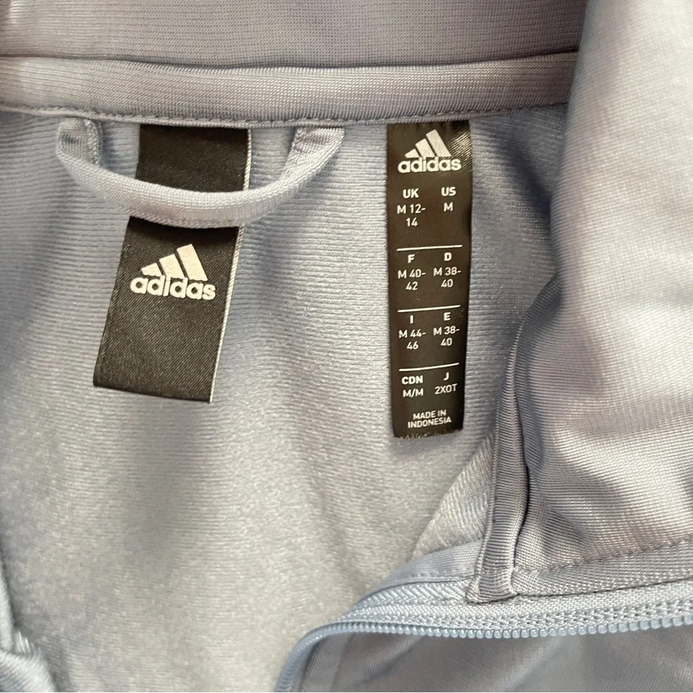 Adidas Woman’s Blue White 3 Stripe Tricot Tennis Jacket (Tech Ink) - Picture 4 of 8